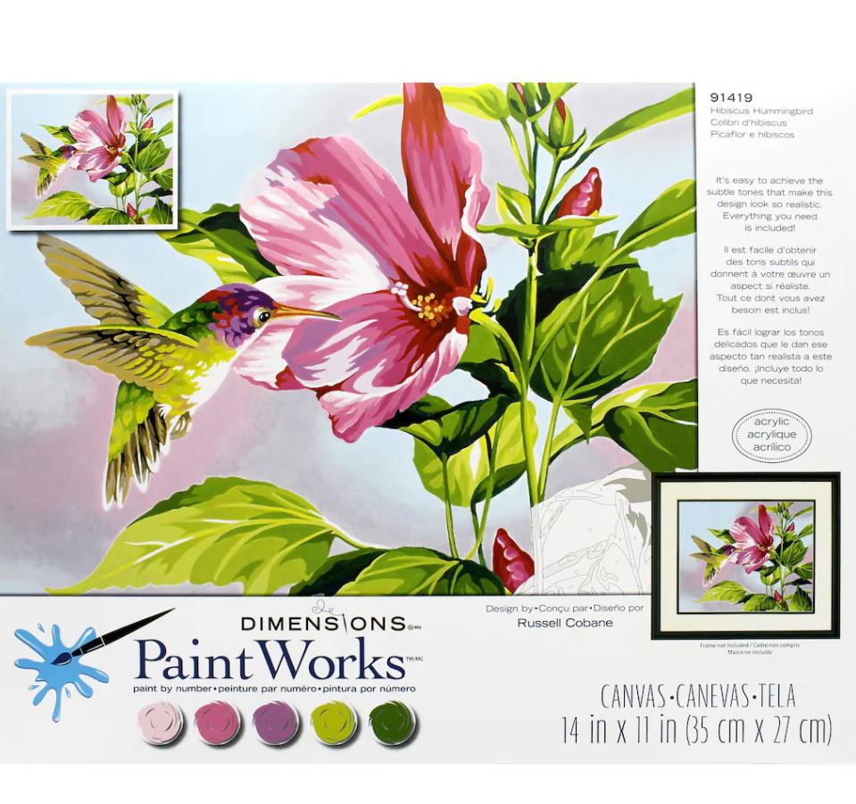 PaintWorks - Paint By Numbers - Hibiscus Hummingbird | Event Horizon Hobbies CA