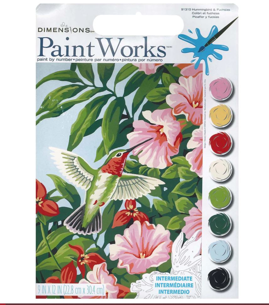 PaintWorks - Paint By Numbers - Hummingbird & Fuchsias | Event Horizon Hobbies CA