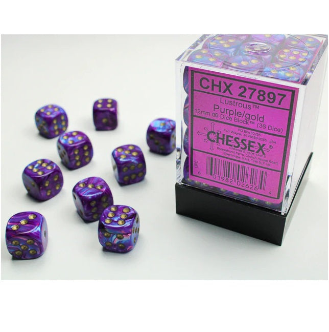 Dice - Chessex - 12mm D6 (36pc) - Lustrous